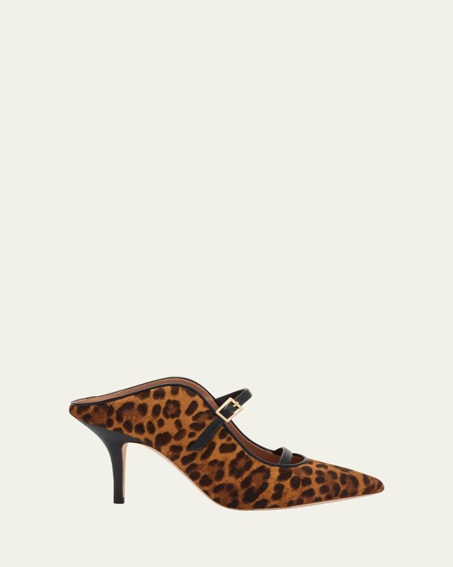 Gala Leopard-Printed Calf Hair Mule Pumps